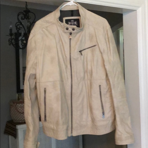 Express Other - Express Men’s off white leather jacket worn once!